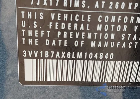 2020 Volkswagen Tiguan 2.0T S z USA, uszkodzony, nr VIN 3VV1B7AX6LM104840